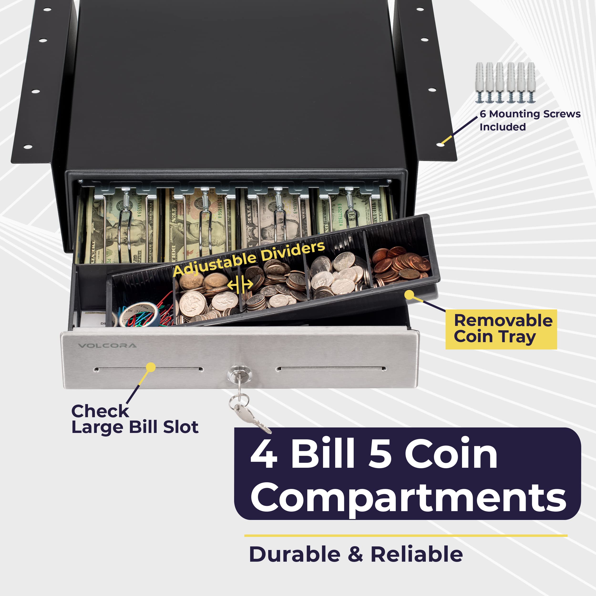 Amazon.com : Volcora Cash Register Drawer with Under Counter